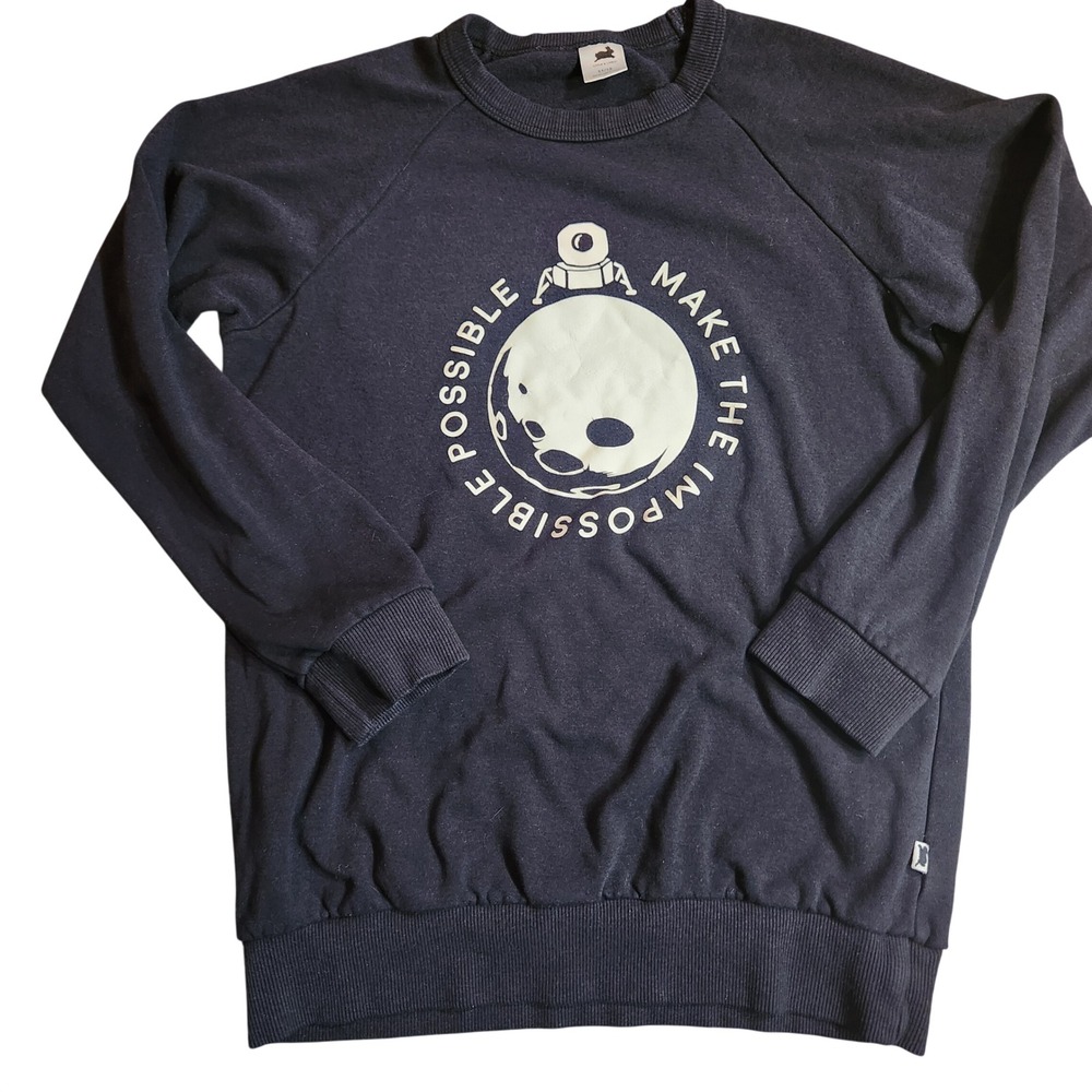 Little & Lively‎ Space Astronaut Moon Graphic Sweatshirt Size 11 12 black